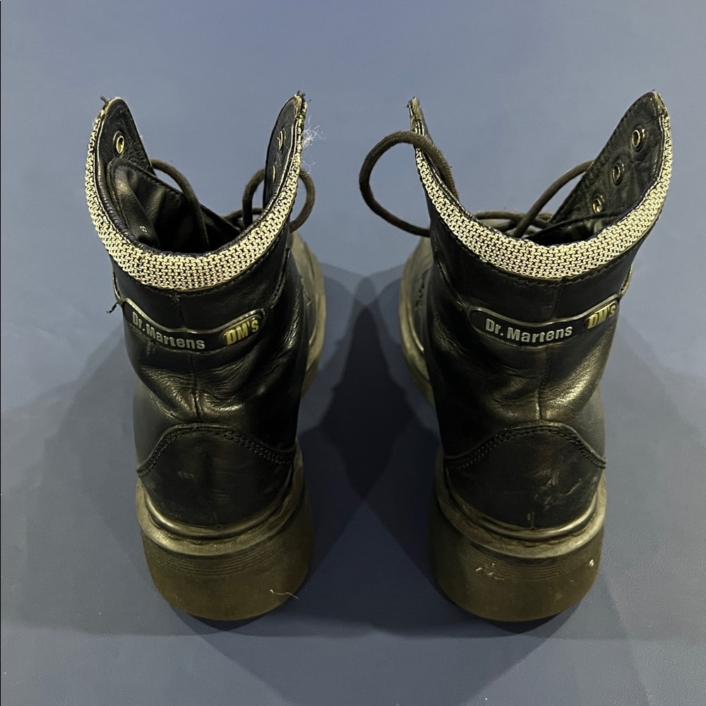 Dr. Martens Black and Gray Leather Boots